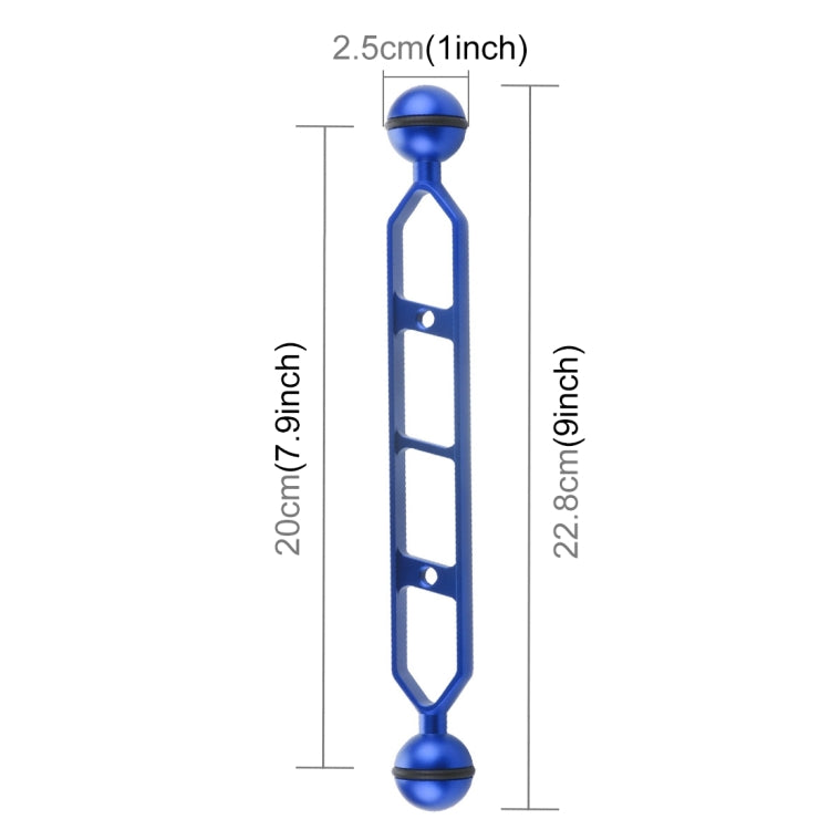 PULUZ 9.0 inch 22.8cm Aluminum Alloy Dual Balls Arm, Ball Diameter: 25mm(Blue) - free shipping - PMC TechLife - Order now!
