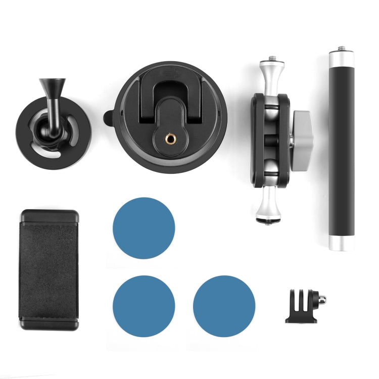 PULUZ Car Suction Cup Arm Mount Phone Tablet Magnetic Holder with Phone Clamp (Black) - Holder by PULUZ | Online Shopping South Africa | PMC TechLife | Buy Now Pay Later Mobicred