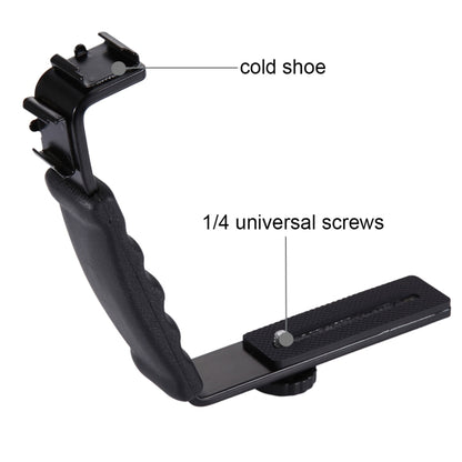 PULUZ L-Shape Bracket Handheld Grip Holder with Dual Side Cold Shoe Mounts for Video Light Flash, DSLR Camera - Hand Held Monopod by PULUZ | Online Shopping South Africa | PMC Jewellery