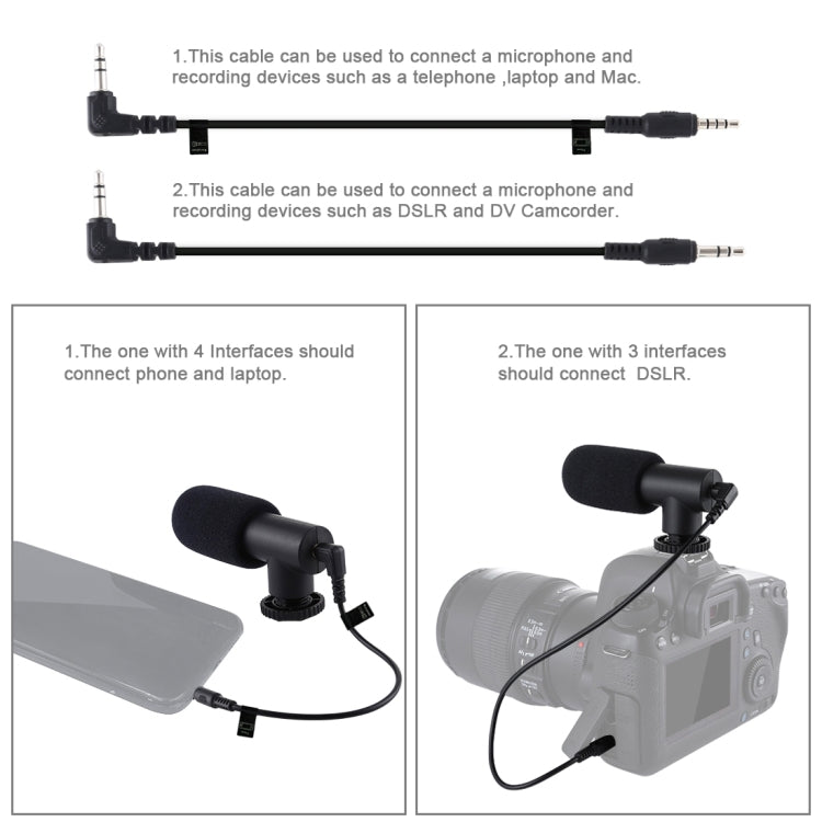 PULUZ 3.5mm Audio Stereo Recording Vlogging Professional Interview Microphone for DSLR & DV Camcorder, Smartphones - Camera Microphone by PULUZ | Online Shopping South Africa | PMC TechLife | Buy Now Pay Later Mobicred