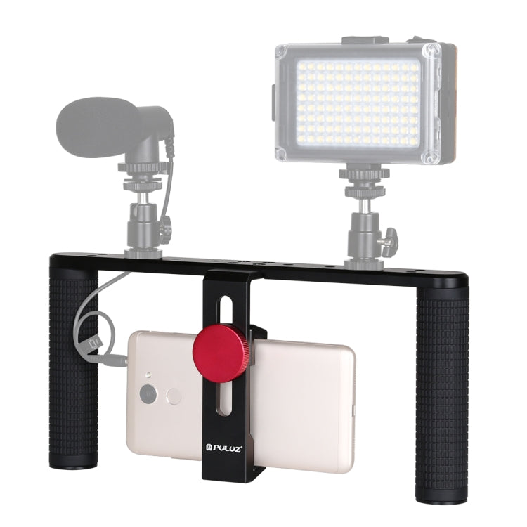 PULUZ Vlogging Live Broadcast Smartphone Video Rig Filmmaking Recording Handle Stabilizer Aluminum Bracket for iPhone, Galaxy, Huawei, Xiaomi, HTC, LG, Google, and Other Smartphones - free shipping - PMC TechLife - Order now!