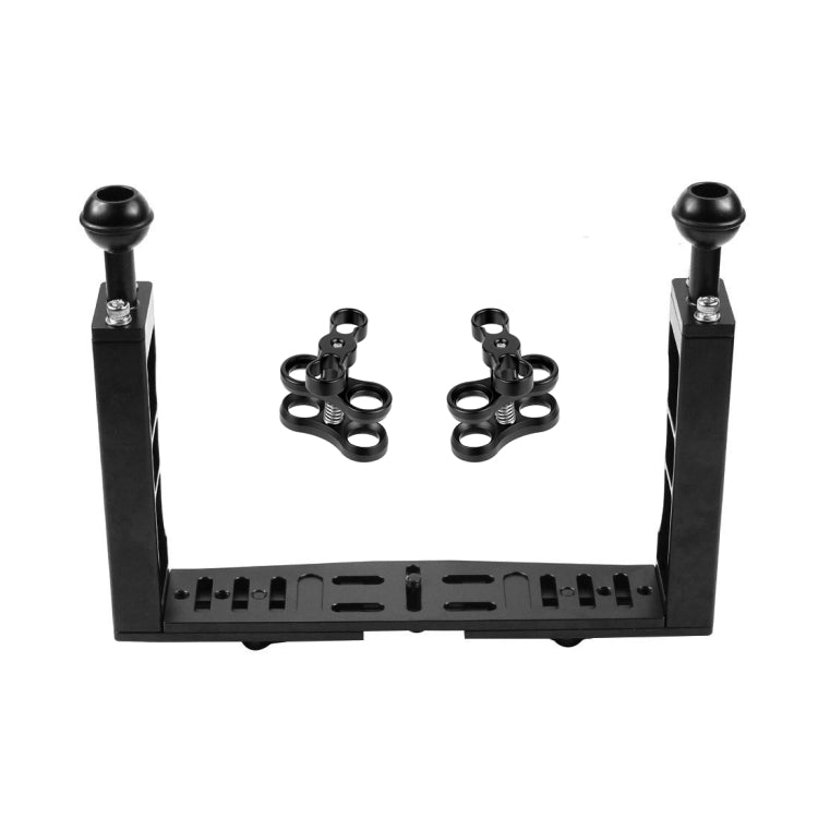PULUZ Dual Handle Aluminium Tray Stabilizer with Dual Ball Aluminum Alloy Clamp for Underwater Camera Housings - free shipping - PMC TechLife - Order now!