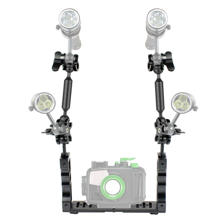 PULUZ Dual Handle Aluminium Tray Stabilizer with 2 x Dual Ball Aluminum Alloy Clamp & 2 x 7 inch Floating Arm for Underwater Camera Housings(Black) - free shipping - PMC TechLife - Order now!