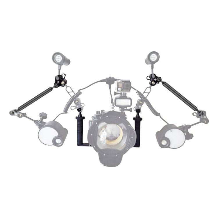 PULUZ Dual Handle Aluminium Tray Stabilizer with 2 x Dual Ball Aluminum Alloy Clamp & 2 x 7 inch Floating Arm for Underwater Camera Housings(Black) - free shipping - PMC TechLife - Order now!