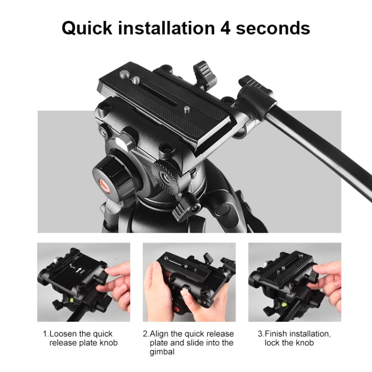 PULUZ Professional Heavy Duty Video Camcorder Aluminum Alloy Tripod with Fluid Drag Head for DSLR / SLR Camera, Adjustable Height: 80-160cm(Black) - free shipping - PMC TechLife - Order now!
