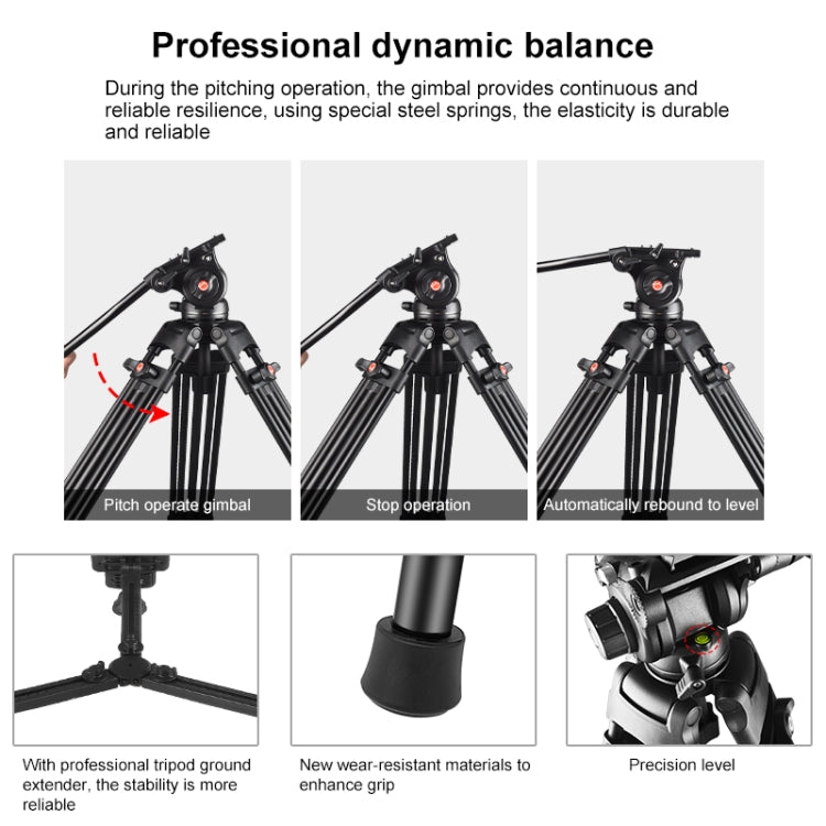 PULUZ Professional Heavy Duty Video Camcorder Aluminum Alloy Tripod with Fluid Drag Head for DSLR / SLR Camera, Adjustable Height: 80-160cm(Black) - free shipping - PMC TechLife - Order now!