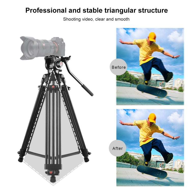 PULUZ Professional Heavy Duty Video Camcorder Aluminum Alloy Tripod with Fluid Drag Head for DSLR / SLR Camera, Adjustable Height: 80-160cm(Black) - free shipping - PMC TechLife - Order now!