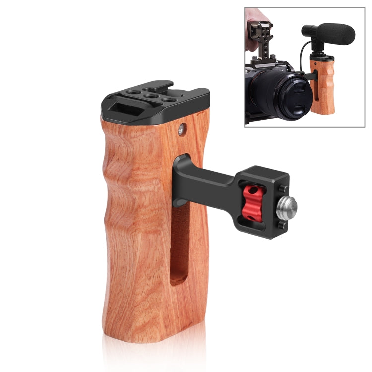 PULUZ 3/8 inch Screw Universal Camera Wooden Side Handle with Cold Shoe Mount for Camera Cage Stabilizer(Black) - Camera Stabilizer by PULUZ | Online Shopping South Africa | PMC Jewellery | Buy Now Pay Later Mobicred