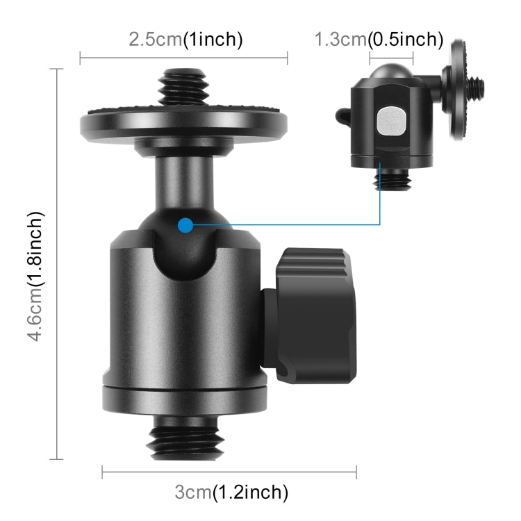 PULUZ 3/8 inch Outer Screw Metal Tripod Ball Head Adapter with Knob Lock(Black) - free shipping - PMC TechLife - Order now!