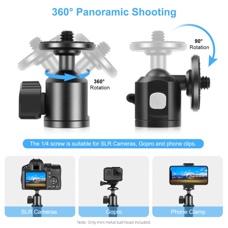 PULUZ 1/4 inch Inner Screw Metal Tripod Ball Head Adapter with Knob Lock(Black) - free shipping - PMC TechLife - Order now!