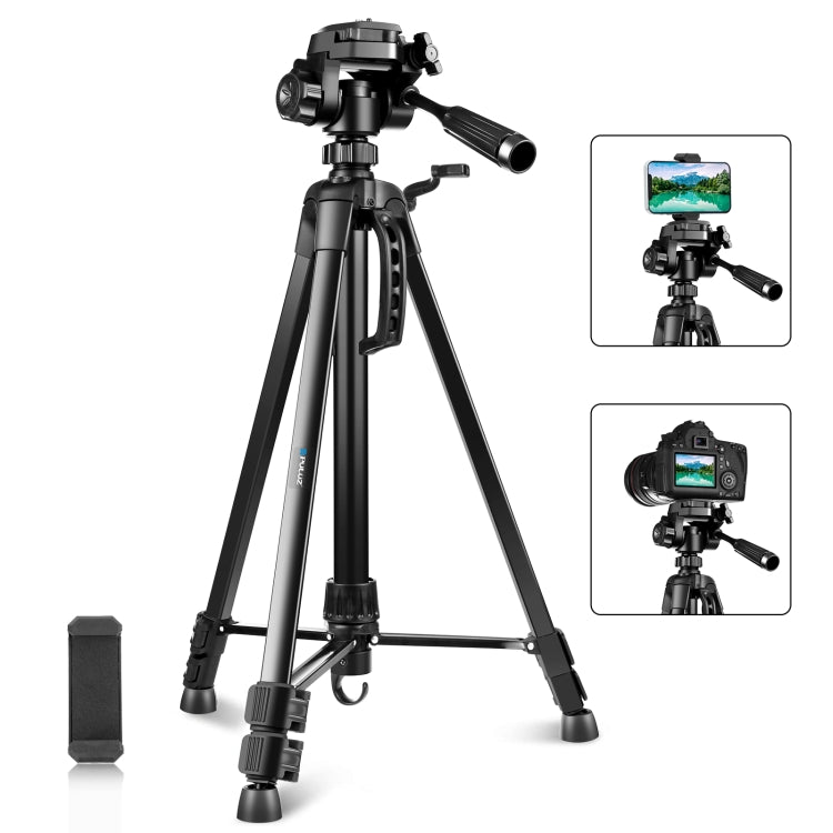 PULUZ Aluminum Selfie Live Tripod Mount with Three-dimensional Head & Phone Clamp(Black) - free shipping - PMC TechLife - Order now!