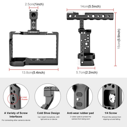 PULUZ Video Camera Cage Filmmaking Rig with Handle for Sony Alpha 7C / ILCE-7C / A7C(Black) - Camera Cage by PULUZ | Online Shopping South Africa | PMC Jewellery