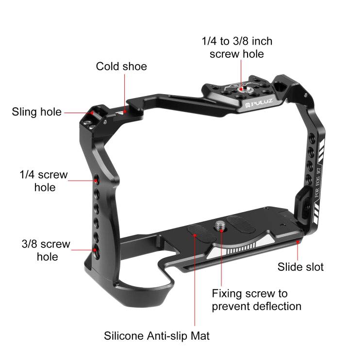 For Canon EOS R7 PULUZ Metal Camera Cage Stabilizer Rig(Black) - free shipping - PMC TechLife - Order now!