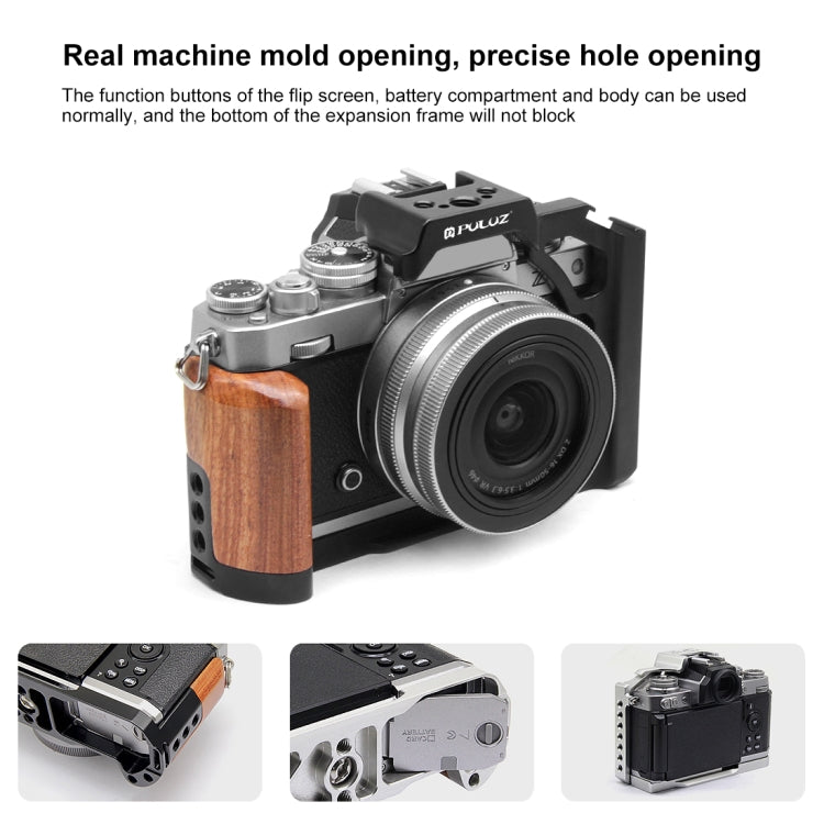For Nikon ZFC PULUZ Wood Handle Metal Camera Cage Stabilizer Rig(Black) - free shipping - PMC TechLife - Order now!