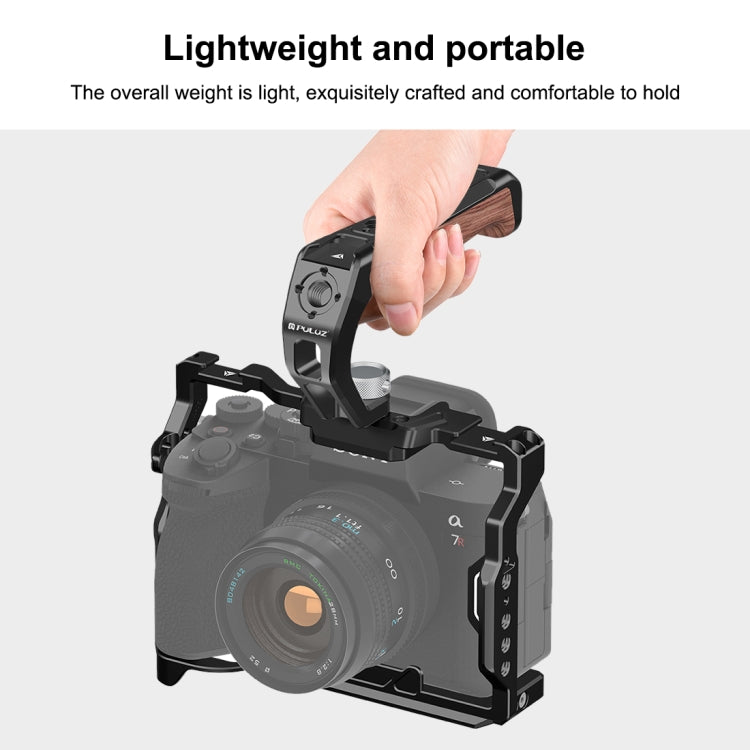 PULUZ Arri Metal Wooden Top Handle with Cold Shoe Mount for Mirrorless Camera Cage Stabilizer (Black) - Camera Stabilizer by PULUZ | Online Shopping South Africa | PMC TechLife | Buy Now Pay Later Mobicred