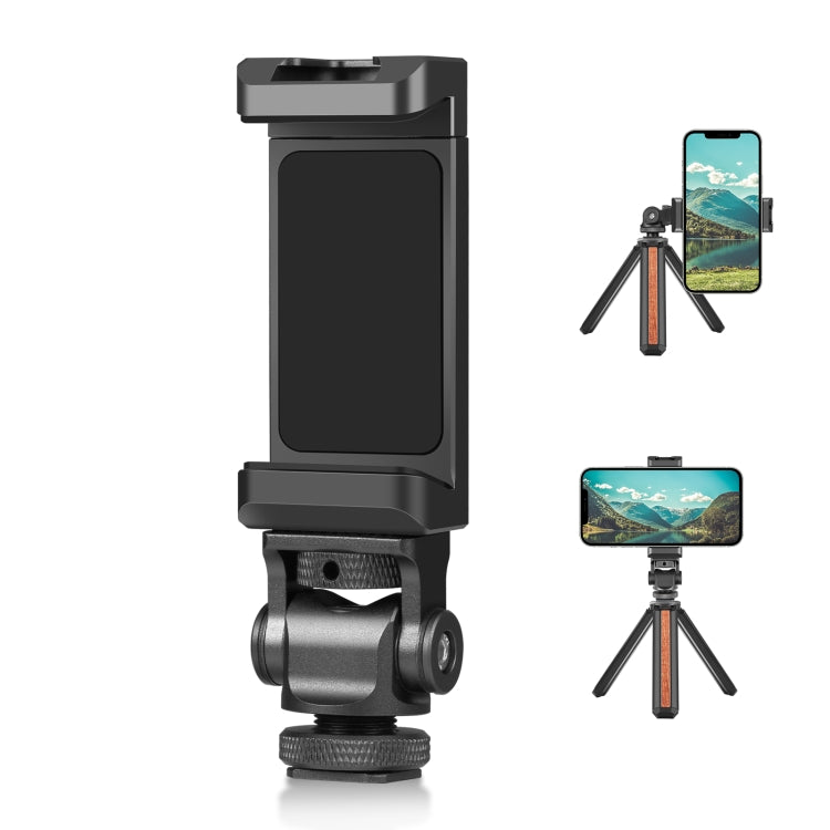 PULUZ Tripod Head Cold Shoes Aluminum Alloy Phone Clamp Holder Bracket (Black) - Desktop Holder by PULUZ | Online Shopping South Africa | PMC TechLife | Buy Now Pay Later Mobicred