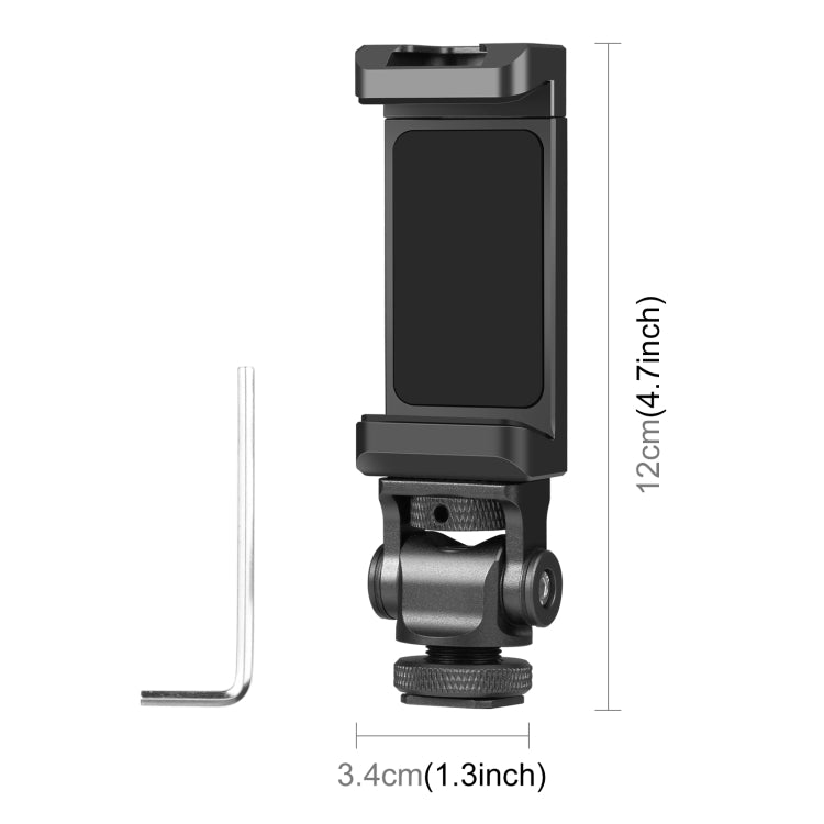PULUZ Tripod Head Cold Shoes Aluminum Alloy Phone Clamp Holder Bracket (Black) - Desktop Holder by PULUZ | Online Shopping South Africa | PMC TechLife | Buy Now Pay Later Mobicred
