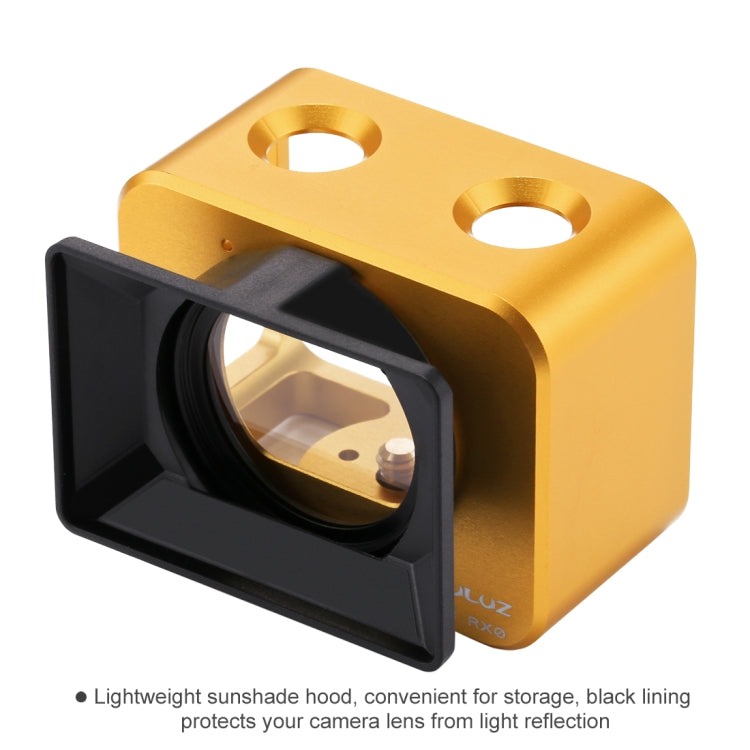 PULUZ for Sony RX0 Aluminum Alloy Protective Cage + 37mm UV Filter Lens + Lens Sunshade with Screws and Screwdrivers(Gold) - free shipping - PMC TechLife - Order now!