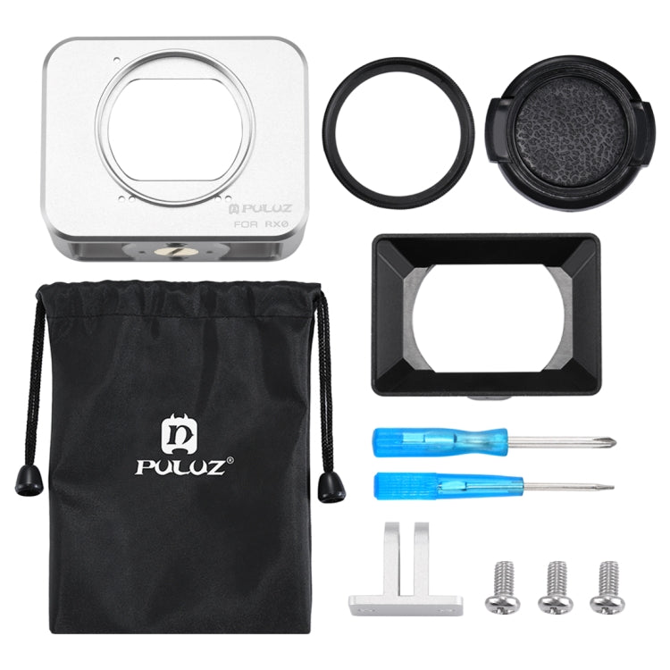 PULUZ for Sony RX0 Aluminum Alloy Protective Cage + 37mm UV Filter Lens + Lens Sunshade with Screws and Screwdrivers(Silver) - Metal Cases by PULUZ | Online Shopping South Africa | PMC TechLife | Buy Now Pay Later Mobicred