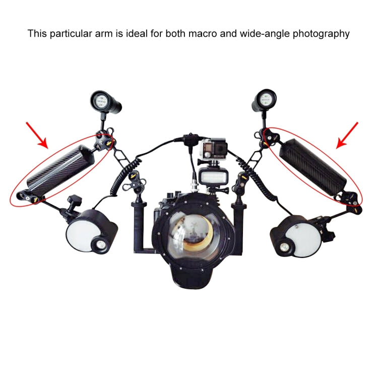 PULUZ 10.82 inch 27.5cm Length 60mm Diameter Dual Balls Carbon Fiber Floating Arm, Ball Diameter: 25mm, Buoyancy: 350g - free shipping - PMC TechLife - Order now!