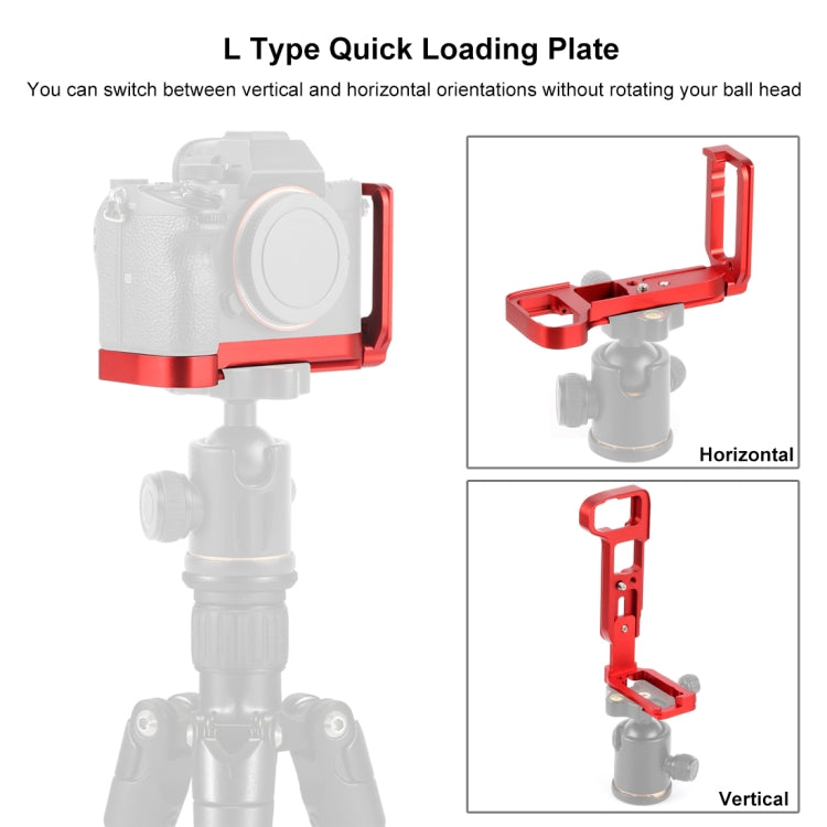 PULUZ 1/4 inch Vertical Shoot Quick Release L Plate Bracket Base Holder for Sony A9 (ILCE-9) / A7 III/ A7R III(Red) - L-Bracket by PULUZ | Online Shopping South Africa | PMC TechLife | Buy Now Pay Later Mobicred