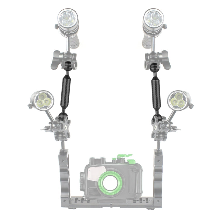 PULUZ 5 inch 13cm Length 20.8mm Diameter Dual Balls Carbon Fiber Floating Arm, Ball Diameter: 25mm(Black) - free shipping - PMC TechLife - Order now!