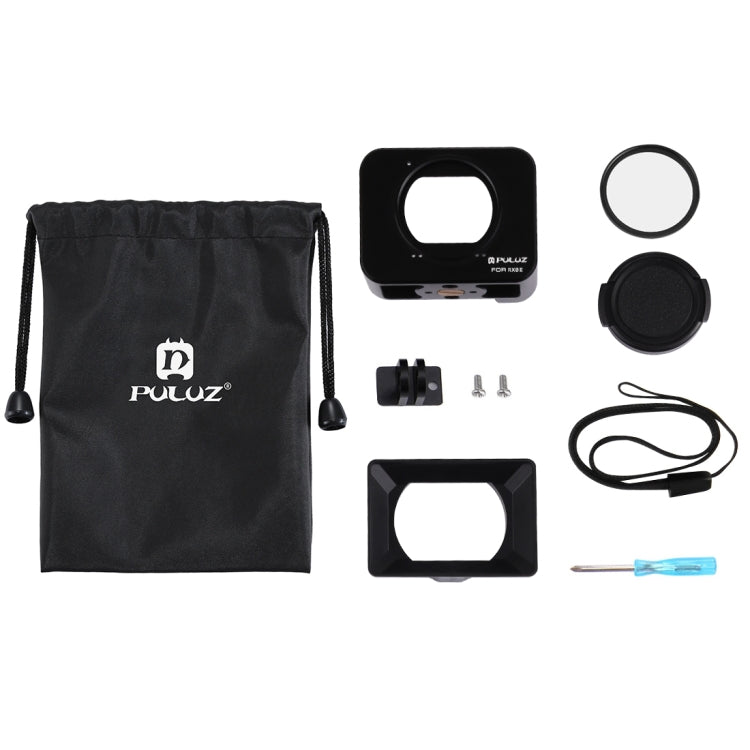 PULUZ Aluminum Alloy Protective Cage + 37mm UV Filter Lens + Lens Sunshade with Screws and Screwdrivers for Sony RX0 / RX0 II(Black) - free shipping - PMC TechLife - Order now!