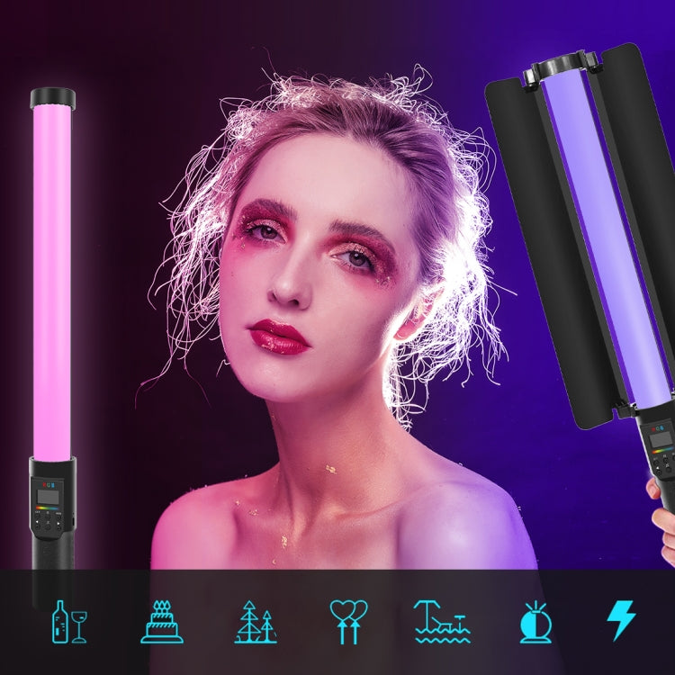 PULUZ 190 LEDs Photo Handheld Stick Light Full Color RGB Fill Light with Barndoor - free shipping - PMC TechLife - Order now!