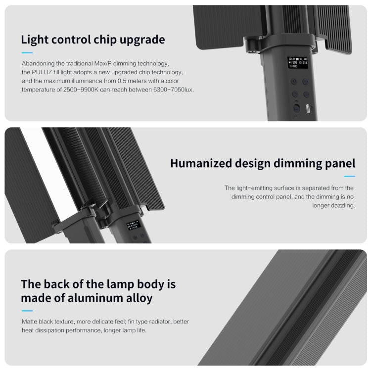 PULUZ 72 LEDs Photo Handheld Stick Light Full Color RGB Fill Light with Barndoor - free shipping - PMC TechLife - Order now!