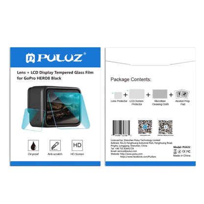 PULUZ for GoPro HERO8 Black Lens + LCD Display 9H 2.5D Tempered Glass Film - Protective Film by PULUZ | Online Shopping South Africa | PMC Jewellery | Buy Now Pay Later Mobicred