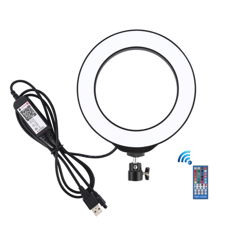 PULUZ 6.2 inch 16cm USB RGBW Dimmable LED Ring Vlogging Photography Video Lights  with Cold Shoe Tripod Ball Head & Remote Control(Black) - Ring Light by PULUZ | Online Shopping South Africa | PMC Jewellery | Buy Now Pay Later Mobicred