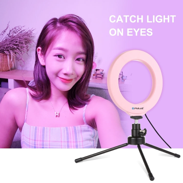 PULUZ 4.7 inch 12cm USB 10 Modes 8 Colors RGBW Dimmable LED Ring Vlogging Photography Video Lights with Tripod Ball Head(Pink) - Ring Light by PULUZ | Online Shopping South Africa | PMC Jewellery | Buy Now Pay Later Mobicred