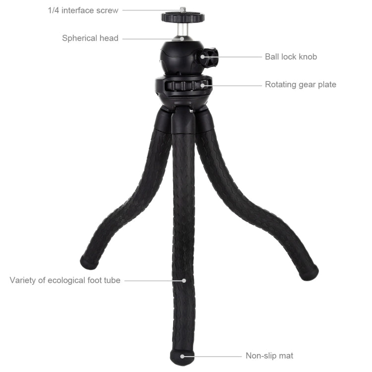 PULUZ Mini Octopus Flexible Tripod Holder with Ball Head for SLR Cameras, GoPro, Cellphone, Size:30cmx5cm - free shipping - PMC TechLife - Order now!