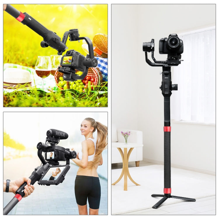 PULUZ Carbon Fiber Extension Monopod Pole Rod Extendable Stick for DJI / MOZA / Feiyu V2 / Zhiyun G5 / SPG Gimbal, Length: 35cm(Red) - Others by PMC Jewellery | Online Shopping South Africa | PMC Jewellery | Buy Now Pay Later Mobicred