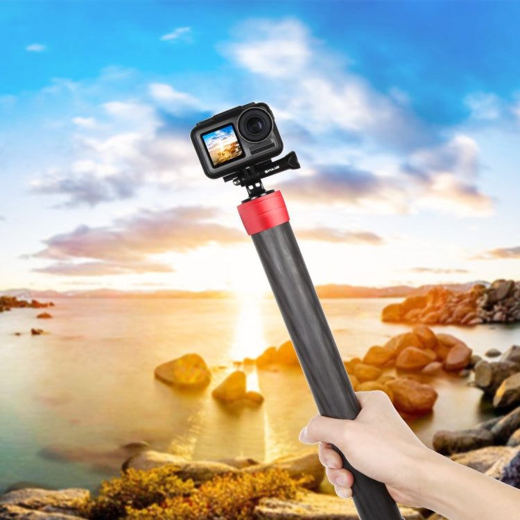 PULUZ Carbon Fiber Extension Monopod Pole Rod Extendable Stick for DJI / MOZA / Feiyu V2 / Zhiyun G5 / SPG Gimbal, Length: 35cm(Red) - Others by PMC Jewellery | Online Shopping South Africa | PMC Jewellery | Buy Now Pay Later Mobicred