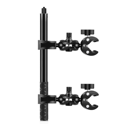 PULUZ Cycling Quick Release Bracket with 150cm Selfie Stick Set, Double Dual-heads Crabs Clamps Handlebar Fixed Mount (Black) - Bicycle Handlebar Mount by PULUZ | Online Shopping South Africa | PMC Jewellery | Buy Now Pay Later Mobicred