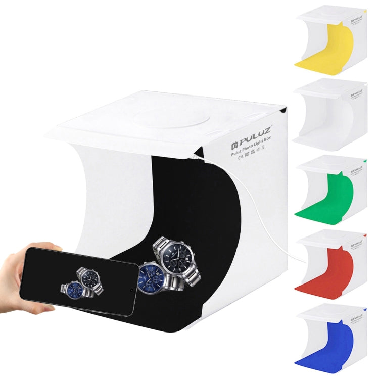 PULUZ 20cm Folding Portable 550LM Light Photo Lighting Studio Shooting Tent Box Kit with 6 Colors Backdrops (Black, White, Yellow, Red, Green, Blue), Unfold Size: 24cm x 23cm x 23cm -  by PULUZ | Online Shopping South Africa | PMC TechLife | Buy Now Pay Later Mobicred