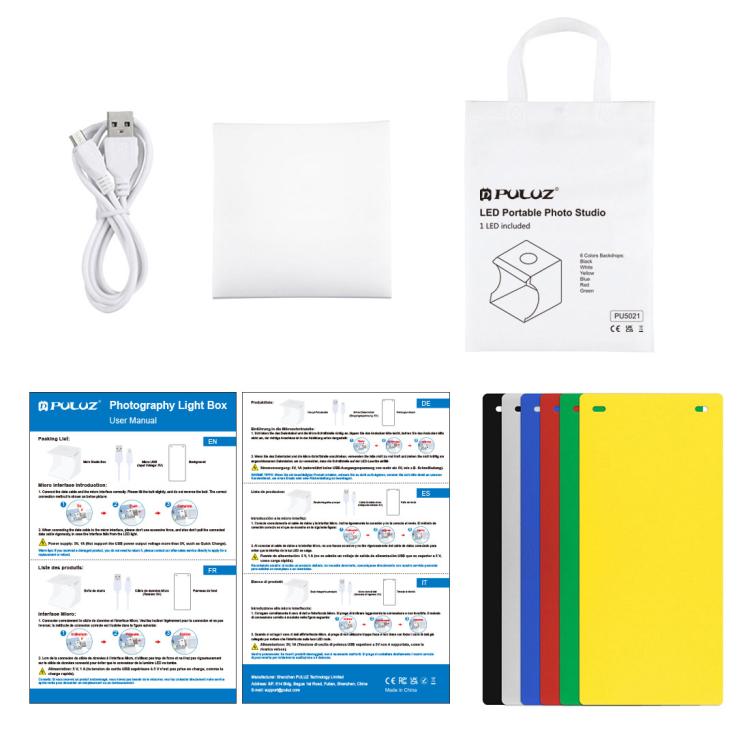 PULUZ 20cm Folding Portable 550LM Light Photo Lighting Studio Shooting Tent Box Kit with 6 Colors Backdrops (Black, White, Yellow, Red, Green, Blue), Unfold Size: 24cm x 23cm x 23cm -  by PULUZ | Online Shopping South Africa | PMC TechLife | Buy Now Pay Later Mobicred