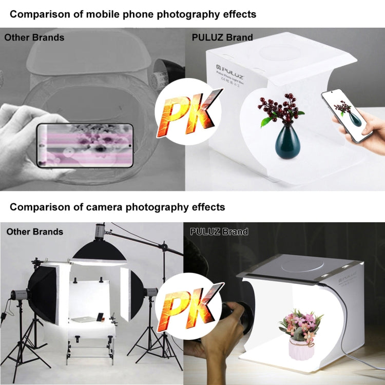 PULUZ 20cm Folding Portable 550LM Light Photo Lighting Studio Shooting Tent Box Kit with 6 Colors Backdrops (Black, White, Yellow, Red, Green, Blue), Unfold Size: 24cm x 23cm x 23cm -  by PULUZ | Online Shopping South Africa | PMC TechLife | Buy Now Pay Later Mobicred