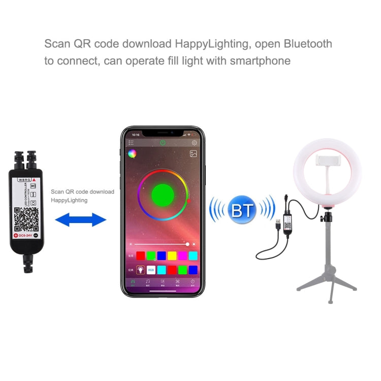 PULUZ 7.9 inch 20cm USB RGB Dimmable LED Dual Color Temperature LED Curved Light Ring Vlogging Selfie Photography Video Lights with Phone Clamp(Pink) - Ring Light by PULUZ | Online Shopping South Africa | PMC Jewellery | Buy Now Pay Later Mobicred