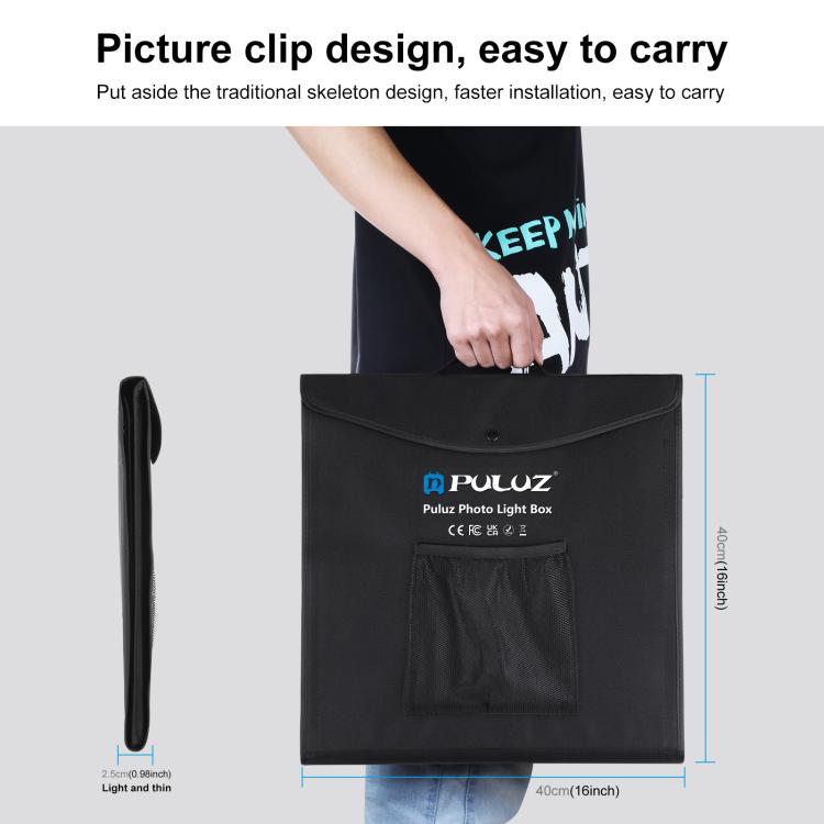 PULUZ 40cm Folding Portable White Light Dimmable Photo Lighting Studio Shooting Tent Box Kit with 6 Colors (Black, Orange, White, Red, Green, Blue) Backdrops(UK Plug) - free shipping - PMC TechLife - Order now!