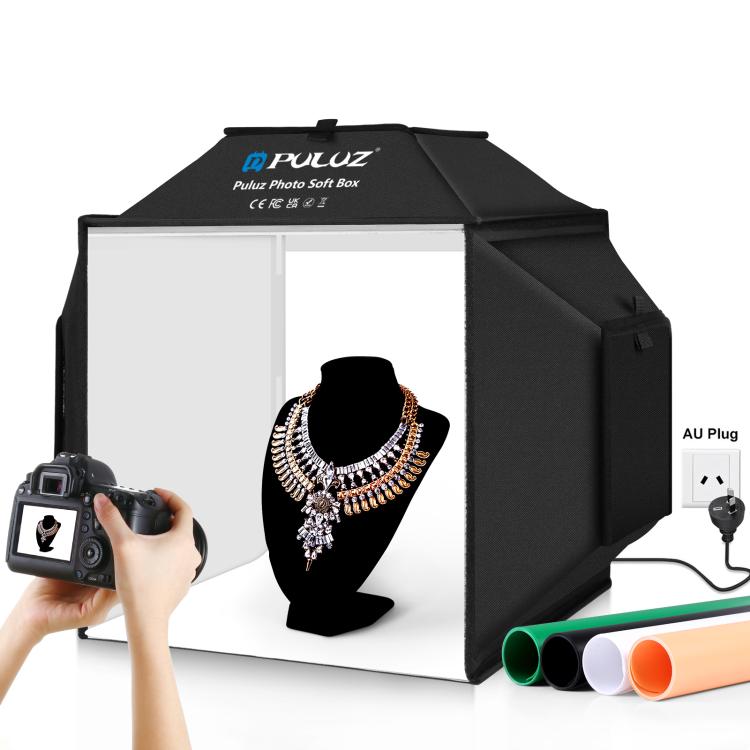 PULUZ 40cm Folding 72W 5500K Studio Shooting Tent Soft Box Photography Lighting Kit with 4 Colors (Black, Orange, White, Green) Backdrops(AU Plug) - free shipping - PMC TechLife - Order now!