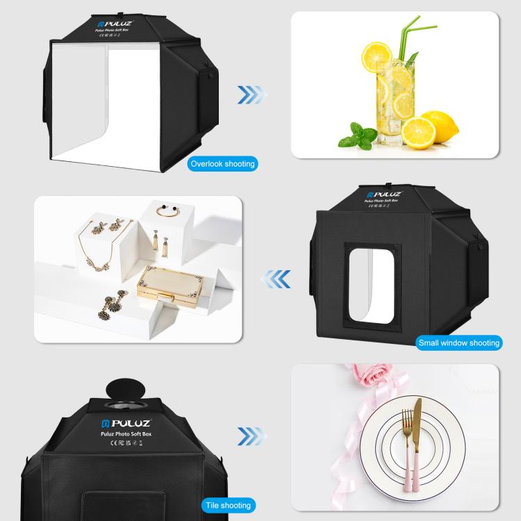 PULUZ 40cm Folding 72W 5500K Studio Shooting Tent Soft Box Photography Lighting Kit with 4 Colors (Black, Orange, White, Green) Backdrops(UK Plug) - free shipping - PMC TechLife - Order now!