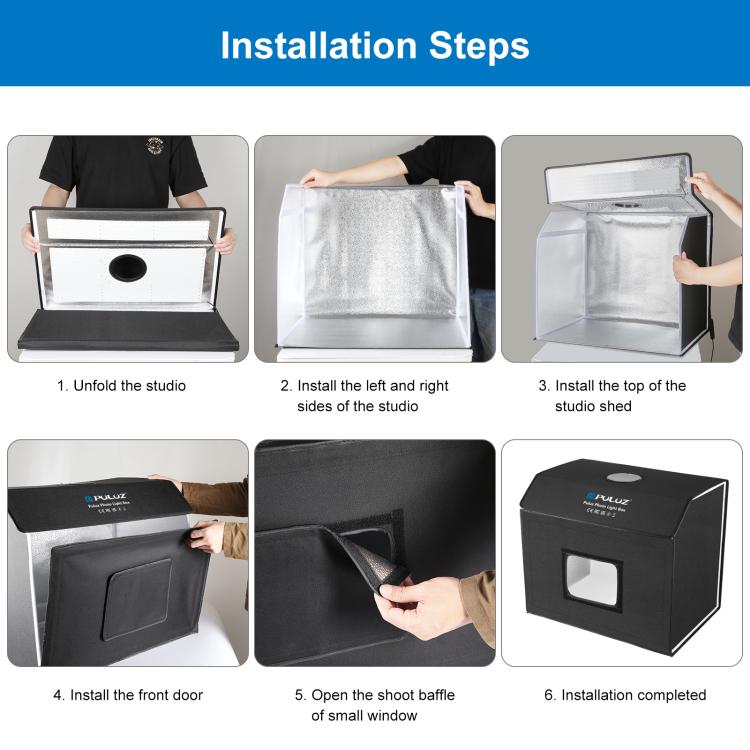 PULUZ Photo Studio Light Box Portable 60 x 40cm Cuboid Photography Studio Tent Kit with 4 Color Backdrops (EU Plug) - free shipping - PMC TechLife - Order now!