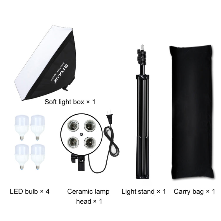 PULUZ 50x70cm Studio Softbox + 2m Tripod Mount + 4 x E27 20W 5700K White Light LED Light Bulb Photography Lighting Kit(US Plug) - free shipping - PMC TechLife - Order now!