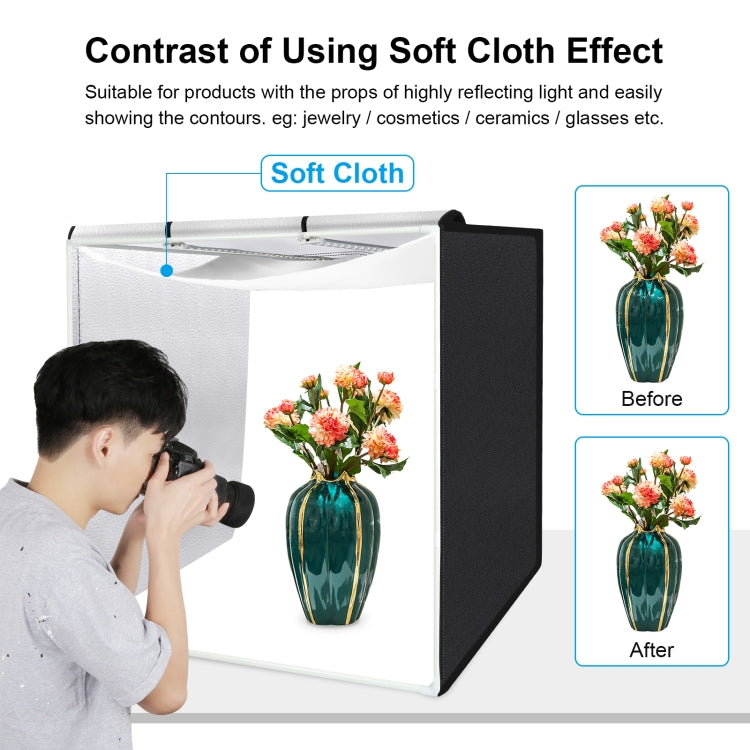 PULUZ 80cm Folding Portable 72W White Light Photo Lighting Studio Shooting Tent Box Kit with 3 Colors Black / White / Orange Backdrops(UK Plug) - free shipping - PMC TechLife - Order now!
