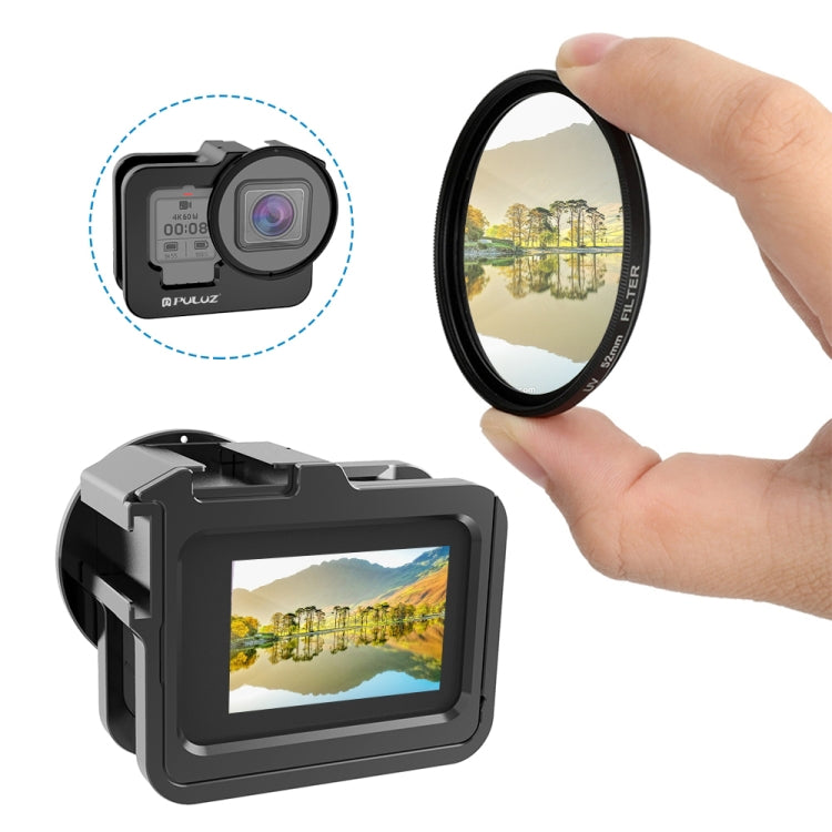 PULUZ for GoPro HERO13 Black /12 Black /11 Black /10 Black /9 Black Thicken Housing Shell CNC Aluminum Alloy Protective Cage with Insurance Frame & 52mm UV Lens(Black) - free shipping - PMC TechLife - Order now!