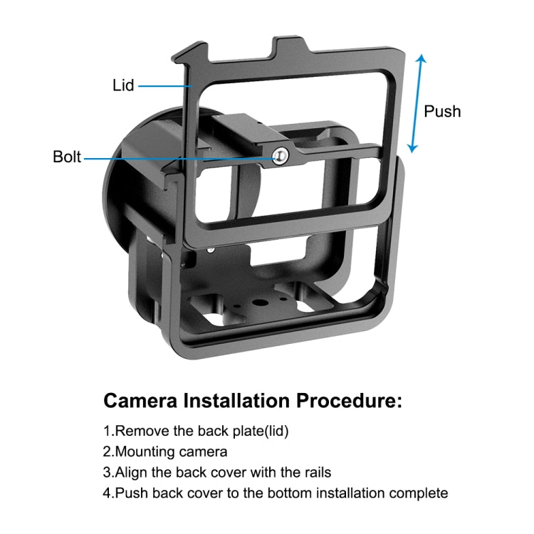 PULUZ for GoPro HERO13 Black /12 Black /11 Black /10 Black /9 Black Thicken Housing Shell CNC Aluminum Alloy Protective Cage with Insurance Frame & 52mm UV Lens(Black) - free shipping - PMC TechLife - Order now!