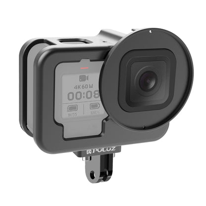 PULUZ for GoPro HERO12 Black /11 Black /10 Black /9 Black Thin Housing Shell CNC Aluminum Alloy Protective Cage with Insurance Frame & 52mm UV Lens(Black) - Metal Cases by PULUZ | Online Shopping South Africa | PMC Jewellery | Buy Now Pay Later Mobicred