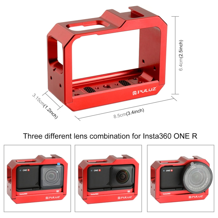 PULUZ Aluminum alloy Frame Mount Protective Case Cage with Cold Shoe Base Slot & Tripod Base Adapter for Insta360 One R(Red) - Mount & Holder by PULUZ | Online Shopping South Africa | PMC TechLife | Buy Now Pay Later Mobicred